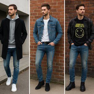 Purple Brand Men P001 Skinny fit Light Indigo Vintage Wash 32x44 Y2K